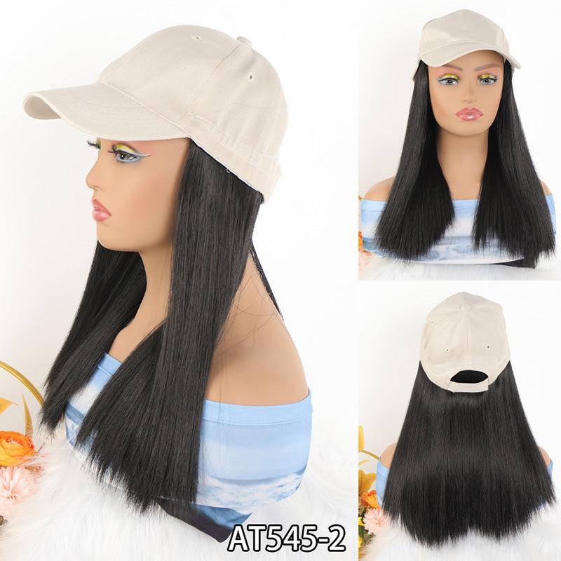 Long Straight Hair Baseball Cap Wig for Women