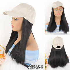 Long Straight Hair Baseball Cap Wig for Women