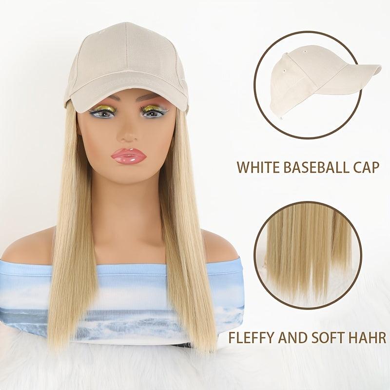 Long Straight Hair Baseball Cap Wig for Women
