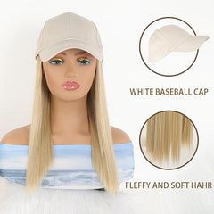 Long Straight Hair Baseball Cap Wig for Women