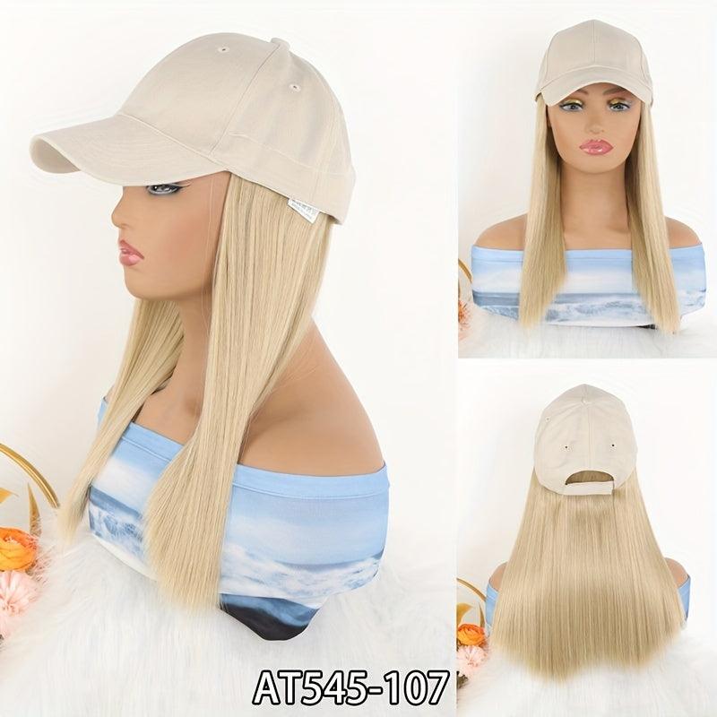 Long Straight Hair Baseball Cap Wig for Women
