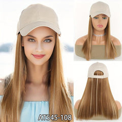 Long Straight Hair Baseball Cap Wig for Women