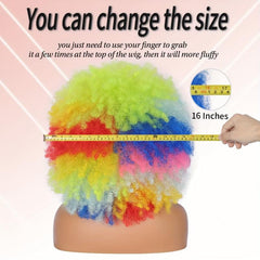 Rainbow Afro Puff Clown Wig Men Women Curly Cosplay Anime Party Halloween