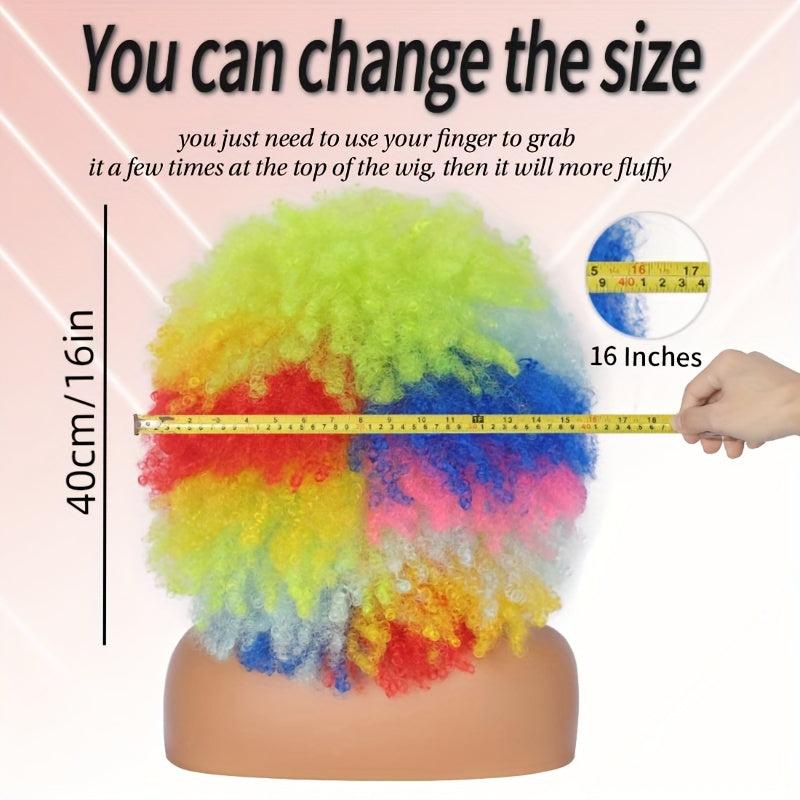 Rainbow Afro Puff Clown Wig Men Women Curly Cosplay Anime Party Halloween