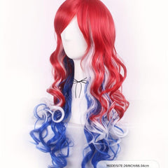 Harajuku Style Red Gradient Long Curly Hair Synthetic Wig for Women