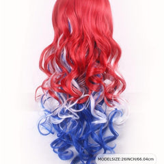 Harajuku Style Red Gradient Long Curly Hair Synthetic Wig for Women