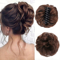 Messy Curly Wavy Hair Bun Clip In Hairpiece for Women Girls