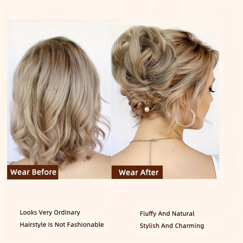 Messy Curly Wavy Hair Bun Clip In Hairpiece for Women Girls