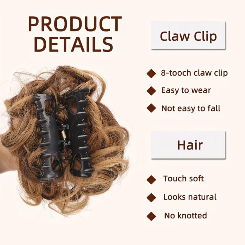 Messy Curly Wavy Hair Bun Clip In Hairpiece for Women Girls
