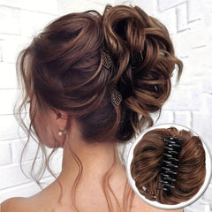 Messy Curly Wavy Hair Bun Clip In Hairpiece for Women Girls
