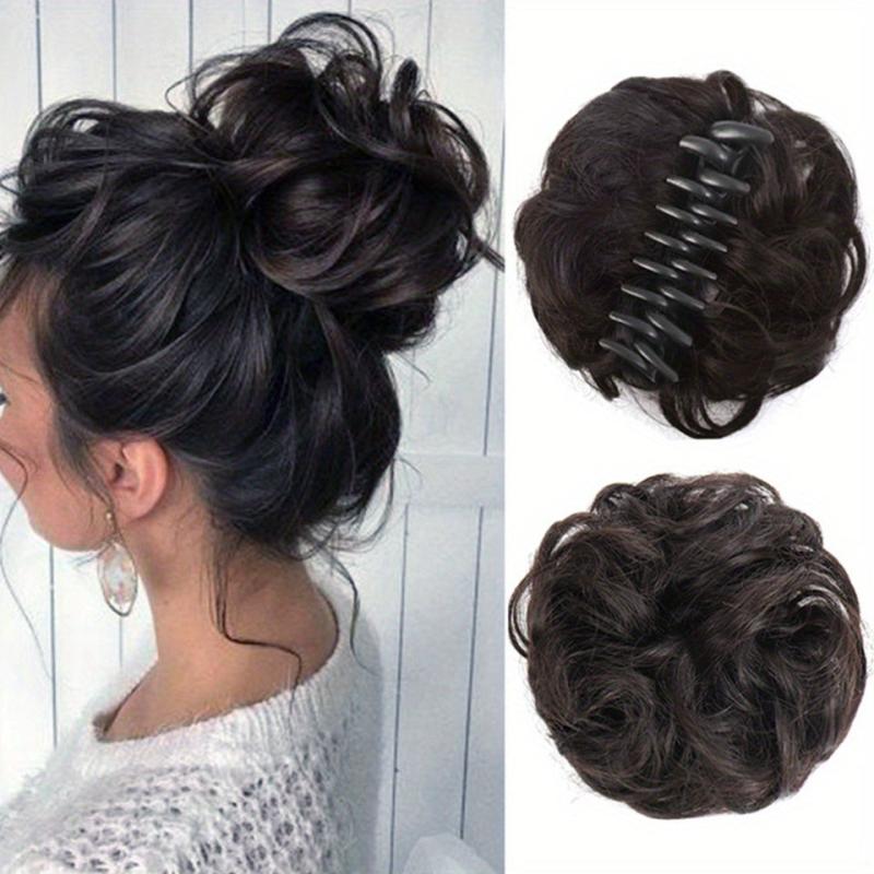Messy Curly Wavy Hair Bun Clip In Hairpiece for Women Girls