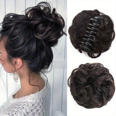 Messy Curly Wavy Hair Bun Clip In Hairpiece for Women Girls