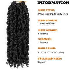 30 48cm Goddess Box Braids Crochet Hair Ombre Brown Boho Braiding Extensions