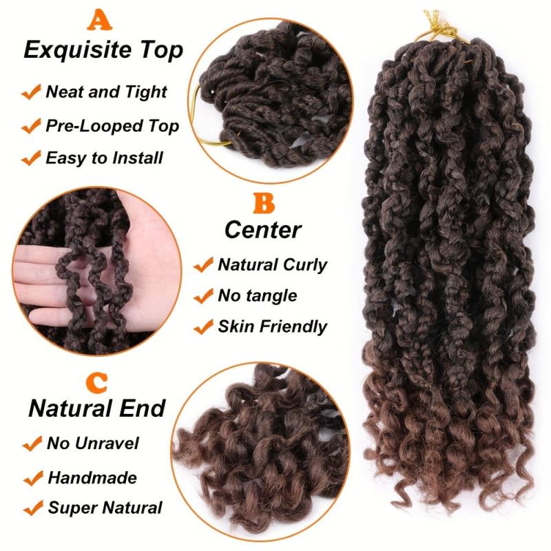 30 48cm Goddess Box Braids Crochet Hair Ombre Brown Boho Braiding Extensions