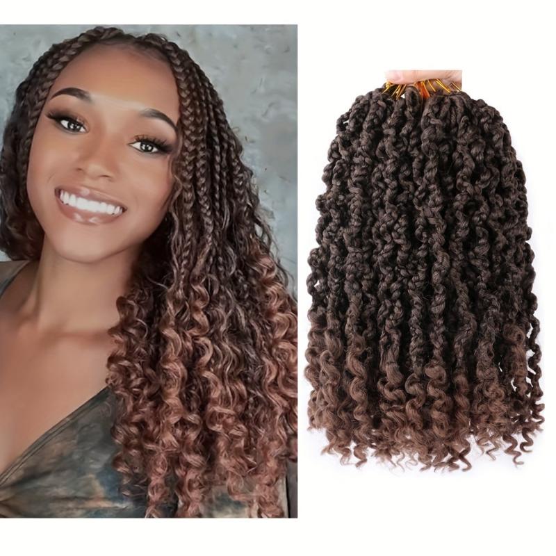 30 48cm Goddess Box Braids Crochet Hair Ombre Brown Boho Braiding Extensions