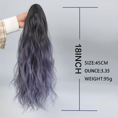 Ombre Purple Curly Wavy Ponytail Extensions - Claw Clip In Water Wave Hair