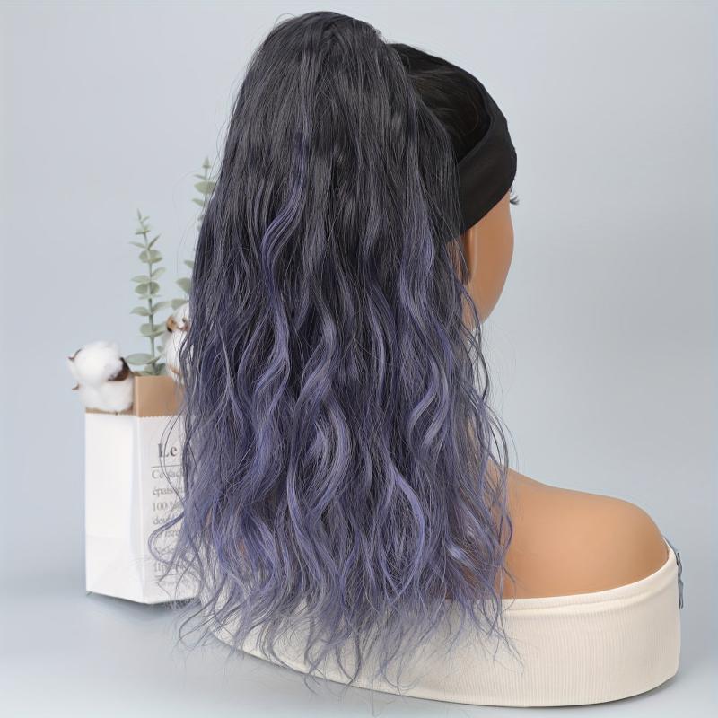 Ombre Purple Curly Wavy Ponytail Extensions - Claw Clip In Water Wave Hair