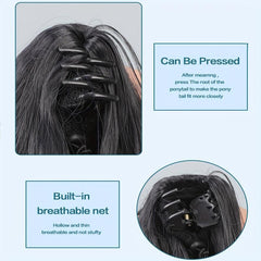 Ombre Purple Curly Wavy Ponytail Extensions - Claw Clip In Water Wave Hair
