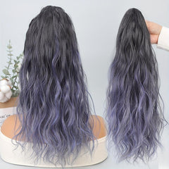 Ombre Purple Curly Wavy Ponytail Extensions - Claw Clip In Water Wave Hair