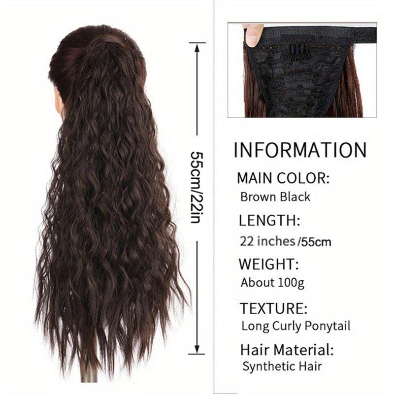 88 Cm Long Corn Wavy Ponytail Extenisons Wrap Around Ponytail Extensions