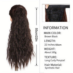 88 Cm Long Corn Wavy Ponytail Extenisons Wrap Around Ponytail Extensions