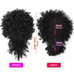 Kinky Curly Afro Puff Ponytail with Bangs Hair Extensions
