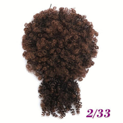 Kinky Curly Afro Puff Ponytail with Bangs Hair Extensions
