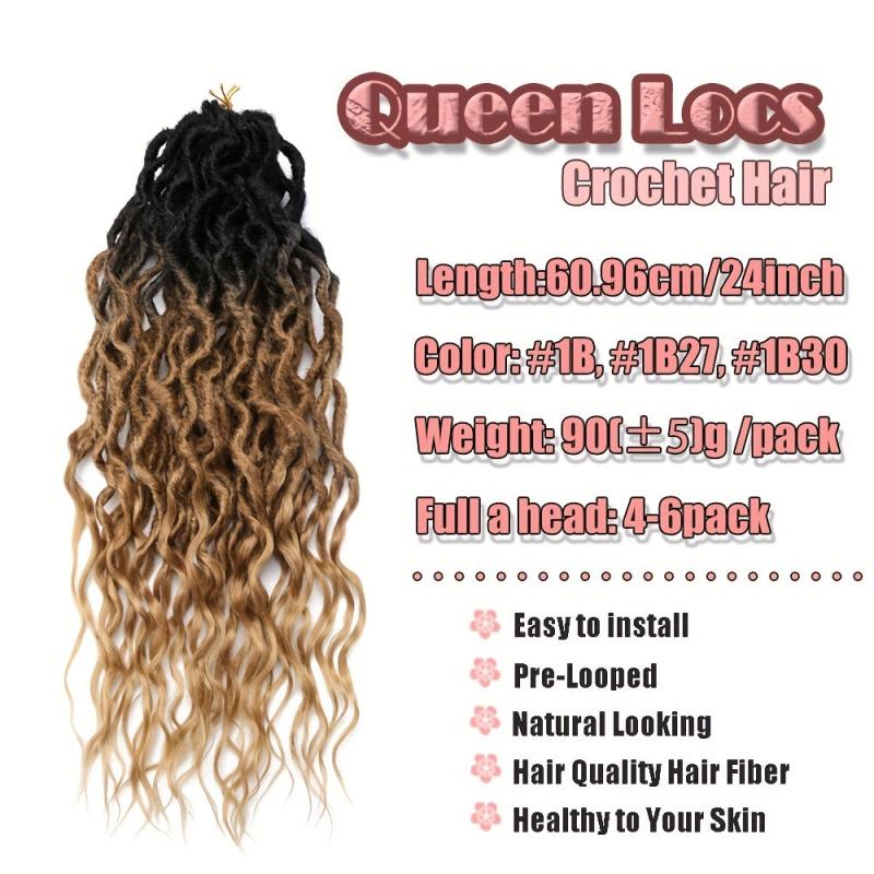 60 96 Cm Wavy Goddess Locs Crochet Braids Curly Ends Synthetic Braiding Hair