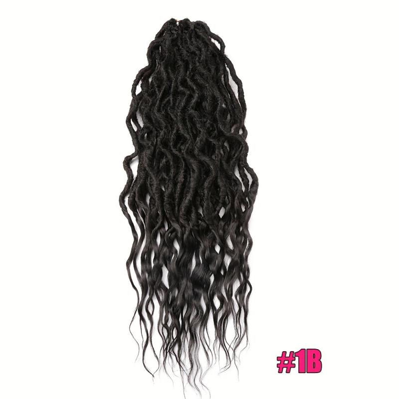 60 96 Cm Wavy Goddess Locs Crochet Braids Curly Ends Synthetic Braiding Hair