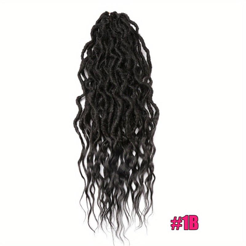 60 96 Cm Wavy Goddess Locs Crochet Braids Curly Ends Synthetic Braiding Hair