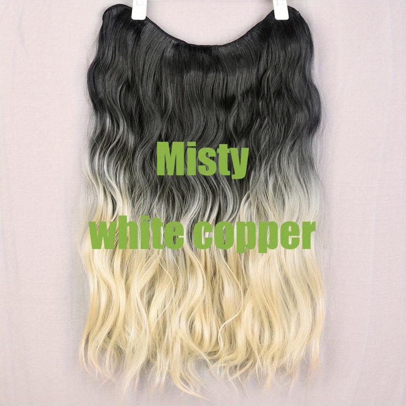 Long Curly Hair Extensions 5 Clips Synthetic Fiber 45 Hairpiece Blonde