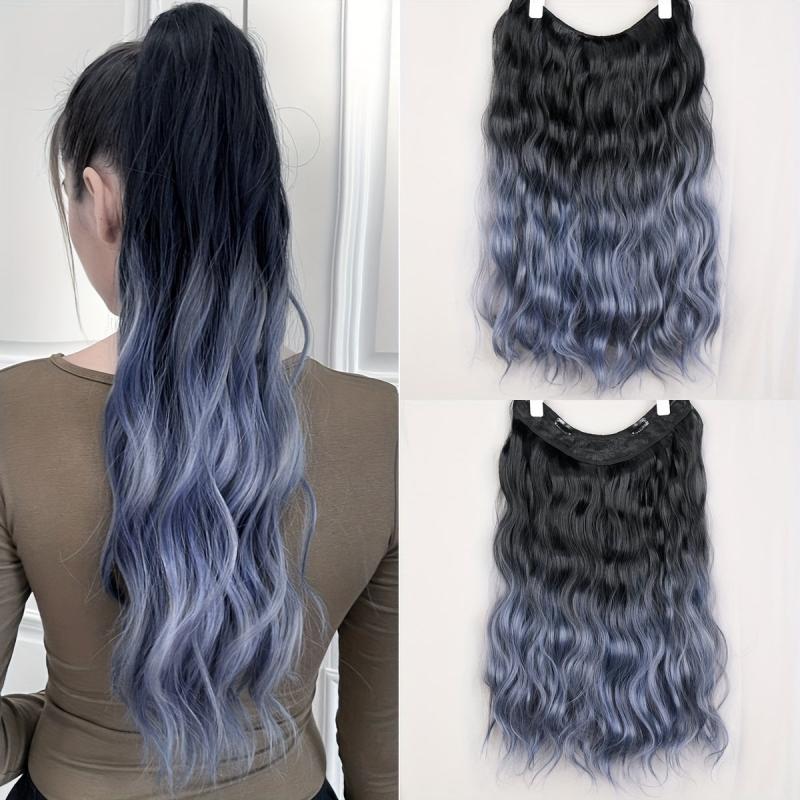 Long Curly Hair Extensions 5 Clips Synthetic Fiber 45 Hairpiece Blonde
