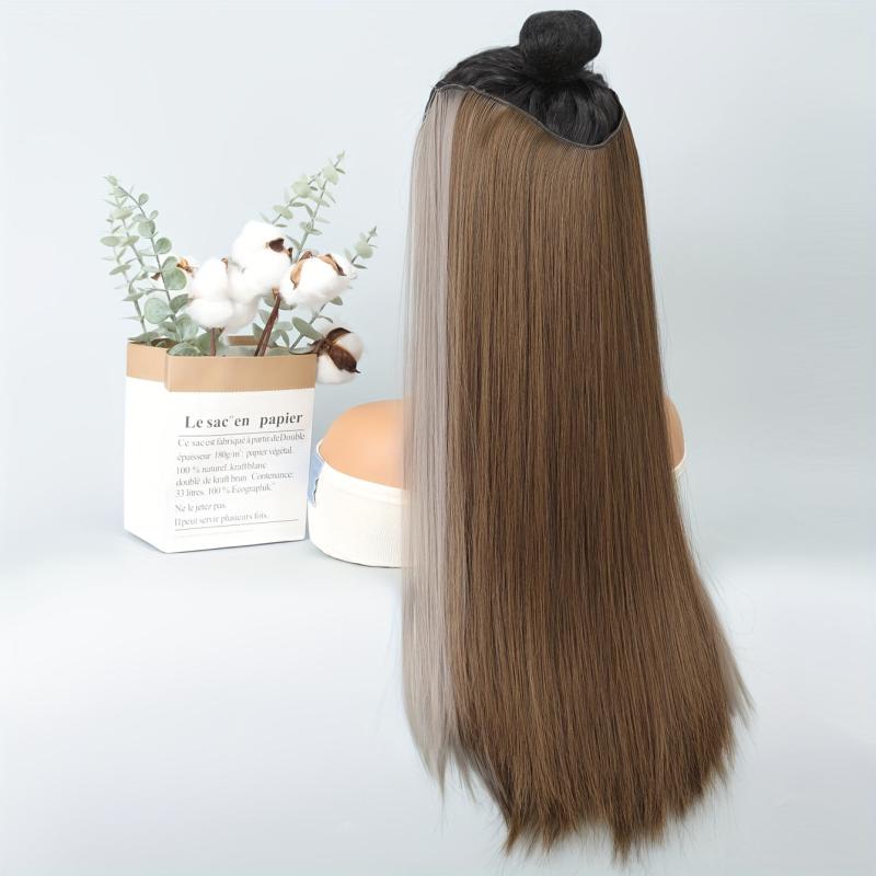 Long Straight Synthetic Hair Extensions 60-96 Cm Clip In Hairpiece for Women
