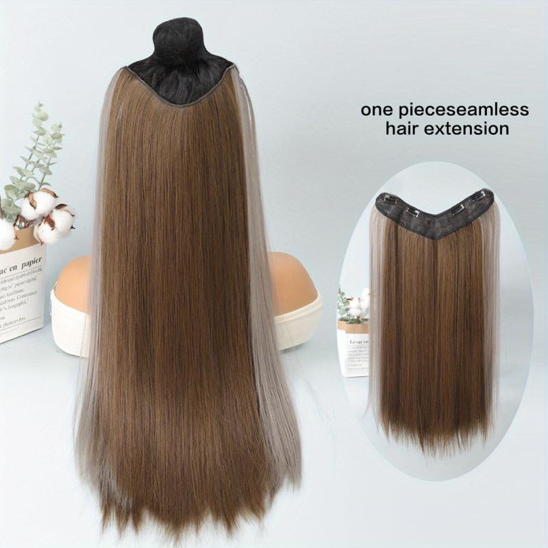 Long Straight Synthetic Hair Extensions 60-96 Cm Clip In Hairpiece for Women