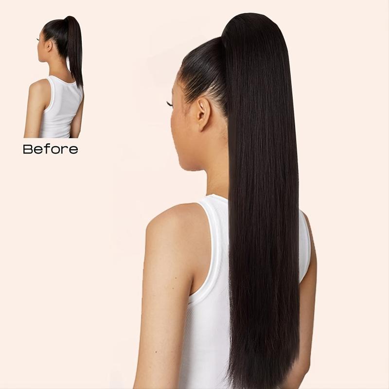Straight Human Hair Ponytail Extensions 20-72 cm