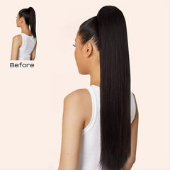 Straight Human Hair Ponytail Extensions 20-72 cm