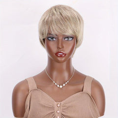 Short Straight Pixie Cut Wigs Grey Dark Root Wigs