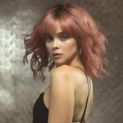 Short Wavy Wig With Bangs Synthetic Curly Shoulder Length Cosplay Hair for Women