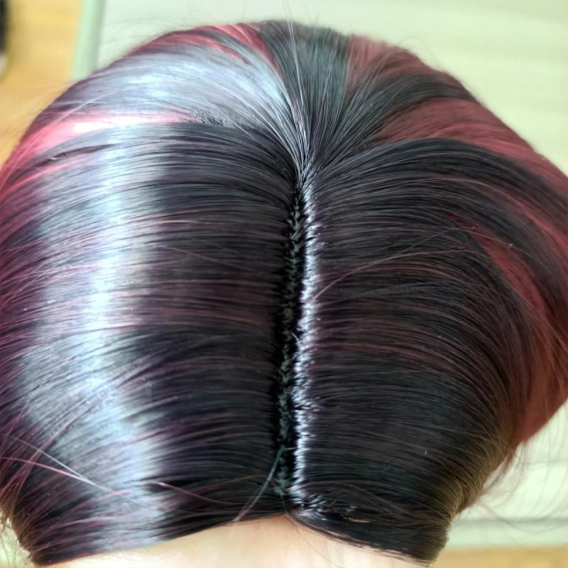Natural Gradient Synthetic Wig Wine Red Short Straight Bob Head Wig