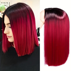 Short Ombre Bob Synthetic Fiber Straight Hair Wig