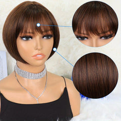 Colorful Straight Bob Wig With Bangs for Women