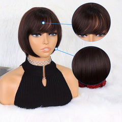 Colorful Straight Bob Wig With Bangs for Women