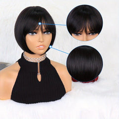 Colorful Straight Bob Wig With Bangs for Women