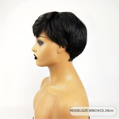 Short Pixie Cut Wig with Bangs 24cm Straight Synthetic Hair for Daily Party