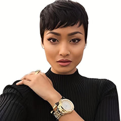 Short Pixie Cut Wig with Bangs 24cm Straight Synthetic Hair for Daily Party