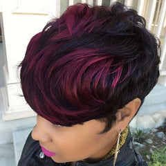 Burgundy Pixie Cut Bob Wig Short Hair No Lace Front Wigs