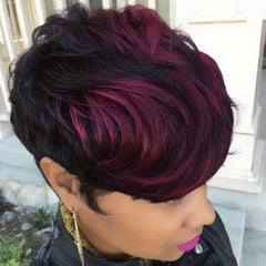 Burgundy Pixie Cut Bob Wig Short Hair No Lace Front Wigs