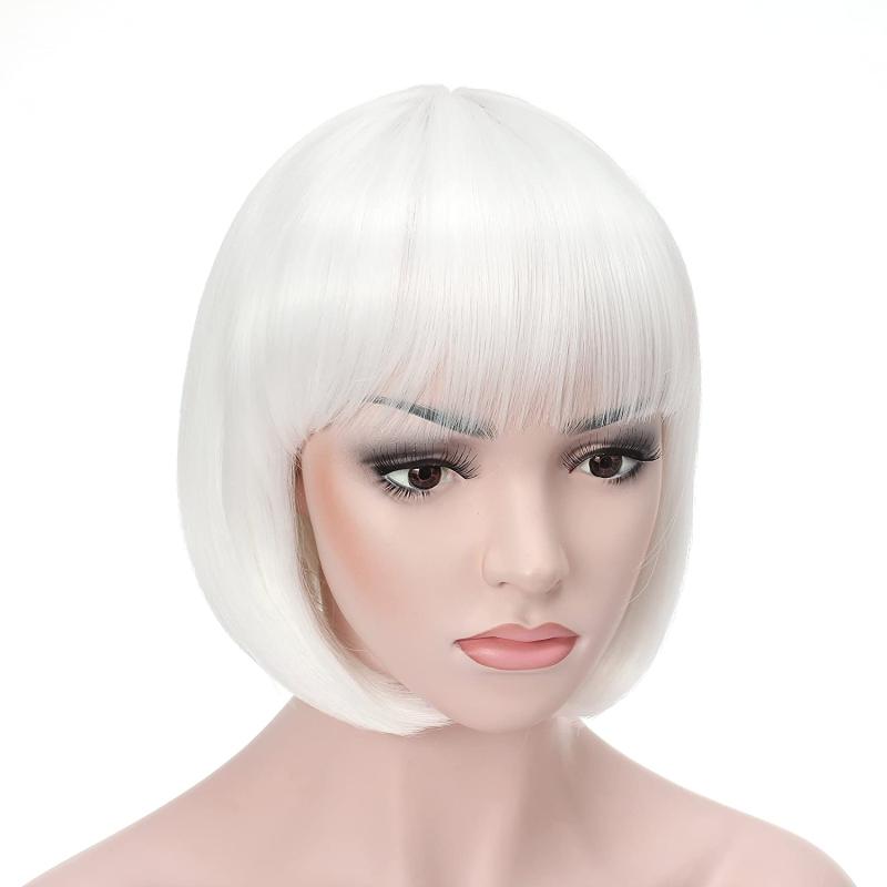 Short Straight Bob Wig With Bangs Synthetic Heat Resistant Hair Replacement Wigs