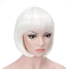 Short Straight Bob Wig With Bangs Synthetic Heat Resistant Hair Replacement Wigs