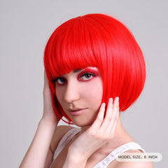 Short Straight Bob Wig With Bangs Synthetic Heat Resistant Hair Replacement Wigs
